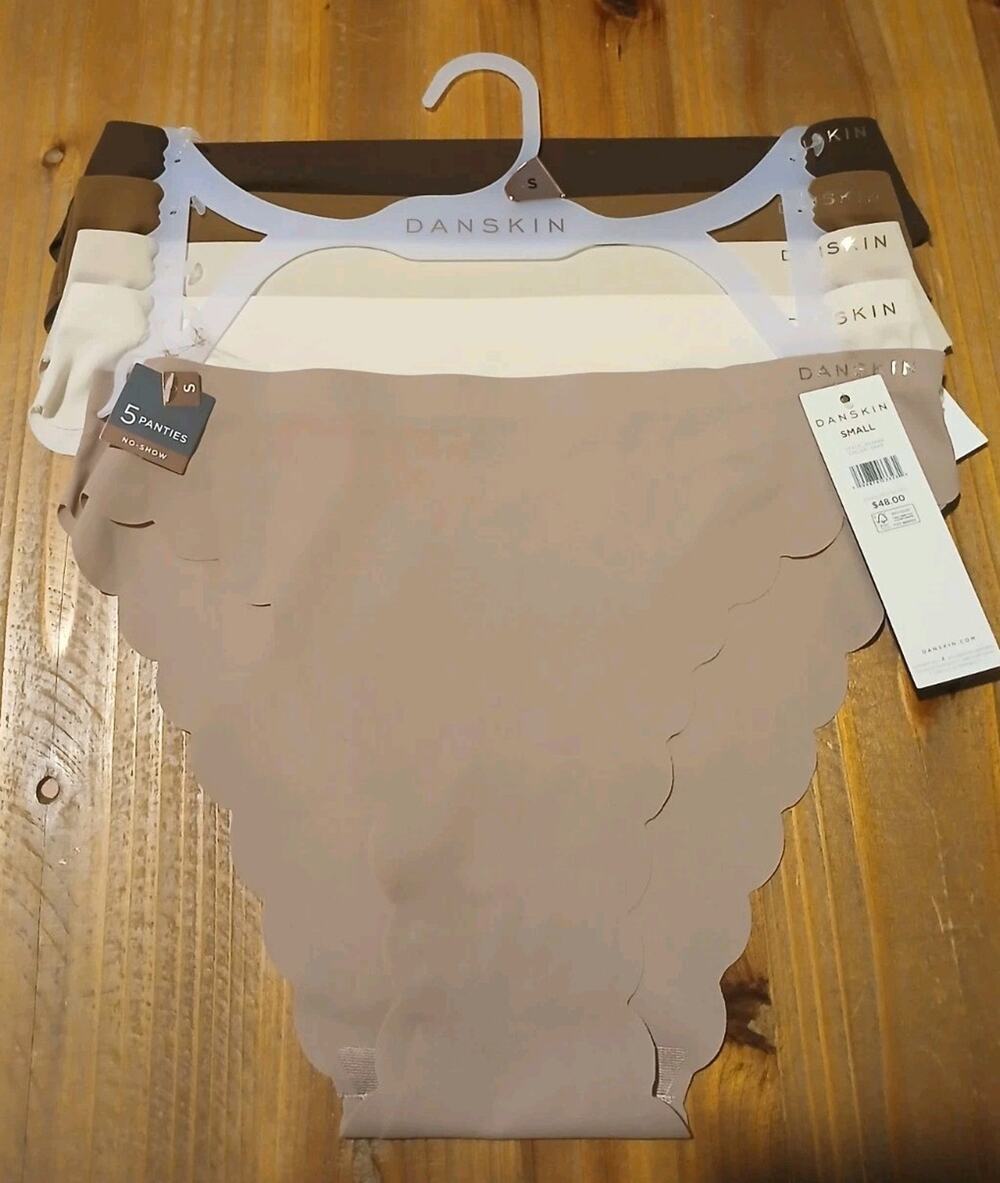 5-Pack Danskin Women's No-Show Scalloped Cheeky Panties Nudes Small